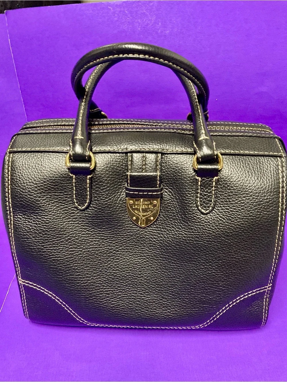 Ralph Lauren Black Top-Handle Bevington Satchel